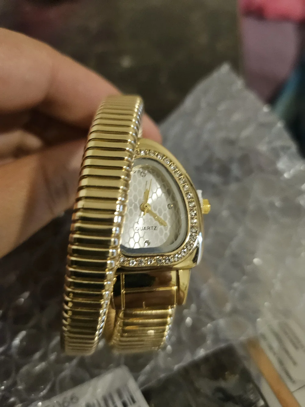 & Other Stories Gold Tone Women's Bracelet Watch with White Dial and Rhinestones